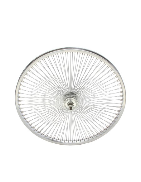 24 Steel Front Wheel 144 Spoke 14g UCP 3/8 Axle Single Wall Chrome.